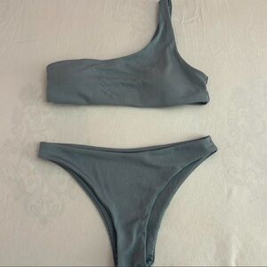 Blue ribbed bikini set size small
